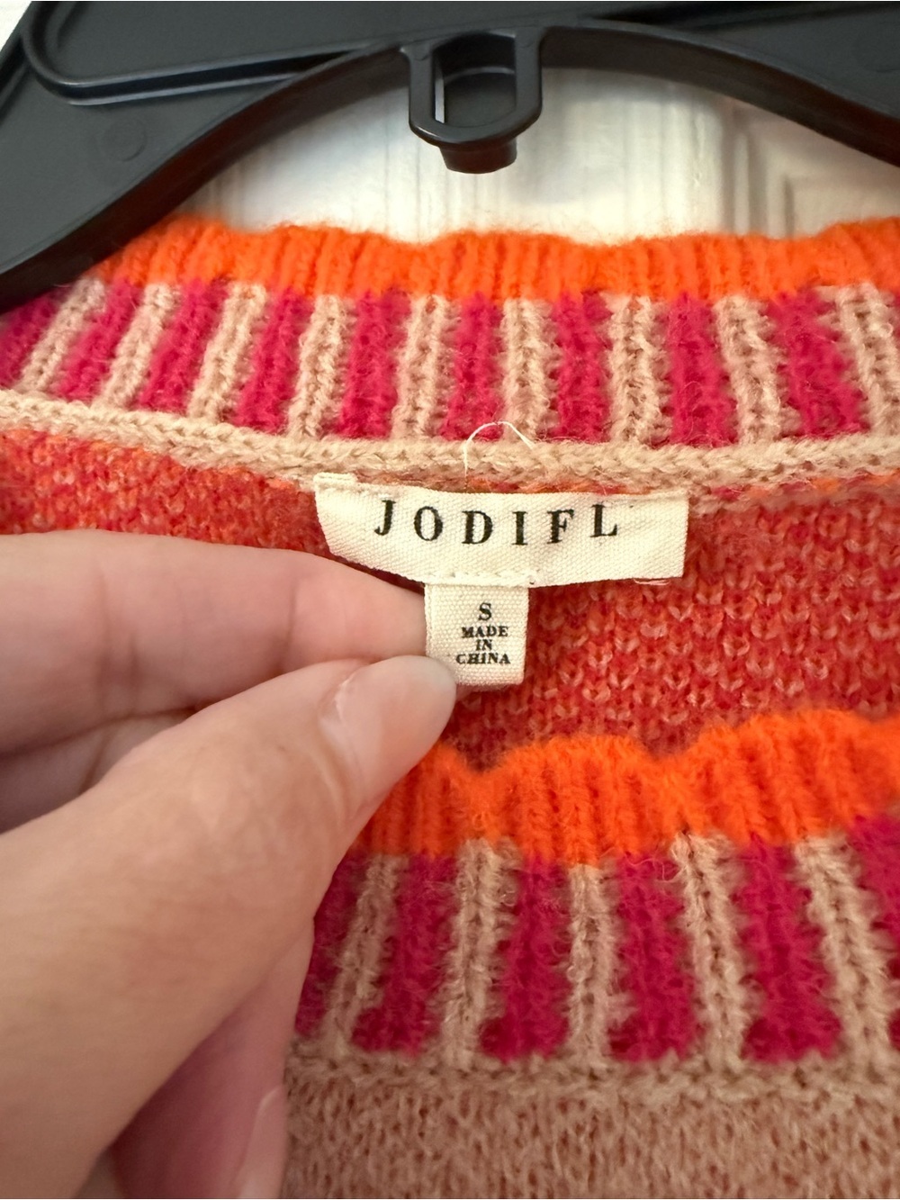 JODIFL Blush Crewneck Sweater with Pink & Orange Floral Accents - Picture 2 of 3
